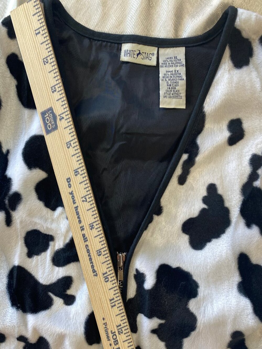White Stag Vintage Cow Print Zip Vest Ladies XL Faux Fur Animal Pattern Y2K - Picture 10 of 10
